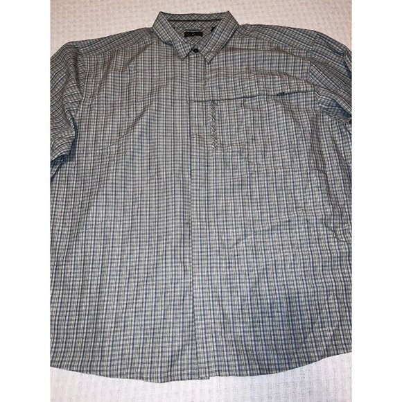 REI Mens Blue Gray Window Pane Print Long Sleeve Button Down Shirt Sz XXL UPF 50 - Picture 2 of 11